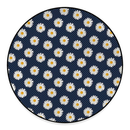 Polka Dot Daisy Floral Pattern Print Round Floor Mat