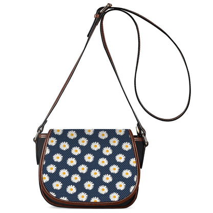 Polka Dot Daisy Floral Pattern Print Saddle Bag