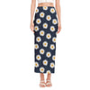 Polka Dot Daisy Floral Pattern Print Side Slit Maxi Skirt