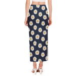 Polka Dot Daisy Floral Pattern Print Side Slit Maxi Skirt