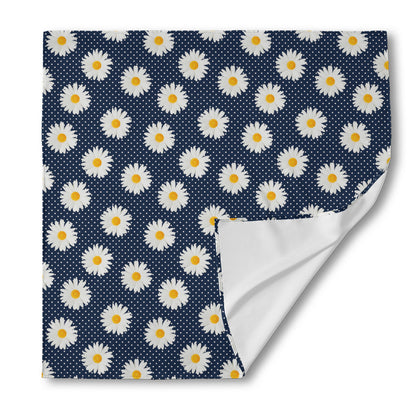 Polka Dot Daisy Floral Pattern Print Silk Bandana