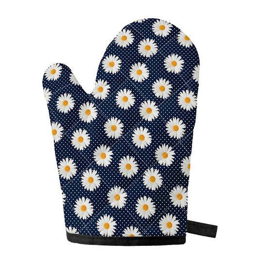 Polka Dot Daisy Floral Pattern Print Single Oven Mitt