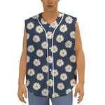 Polka Dot Daisy Floral Pattern Print Sleeveless Baseball Jersey