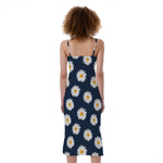 Polka Dot Daisy Floral Pattern Print Slim Fit Midi Cami Dress