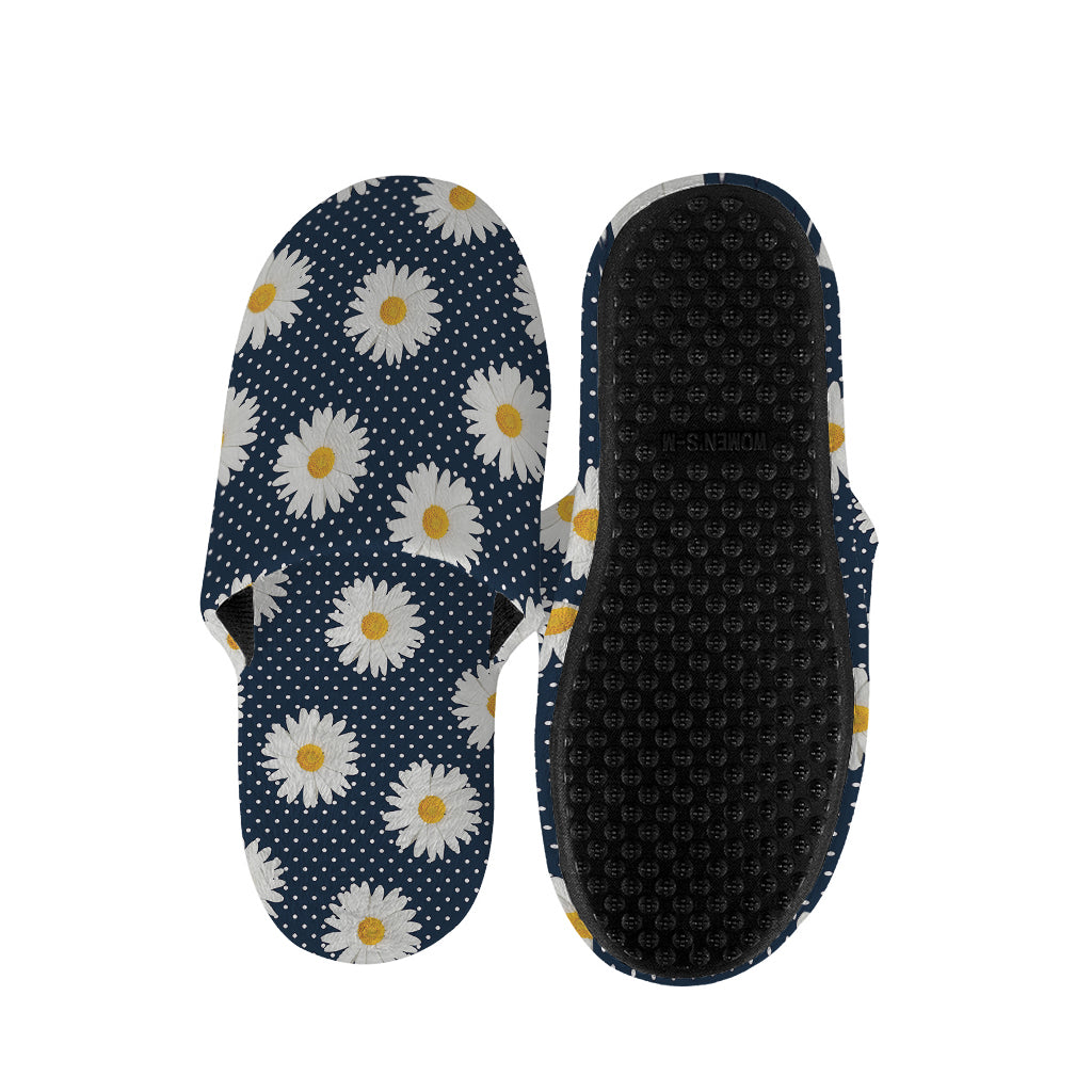 Polka Dot Daisy Floral Pattern Print Slippers