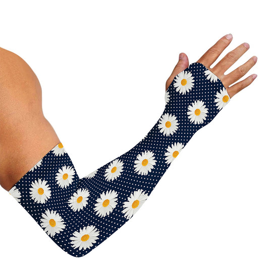 Polka Dot Daisy Floral Pattern Print Sun Protection Arm Sleeves
