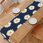 Polka Dot Daisy Floral Pattern Print Table Runner