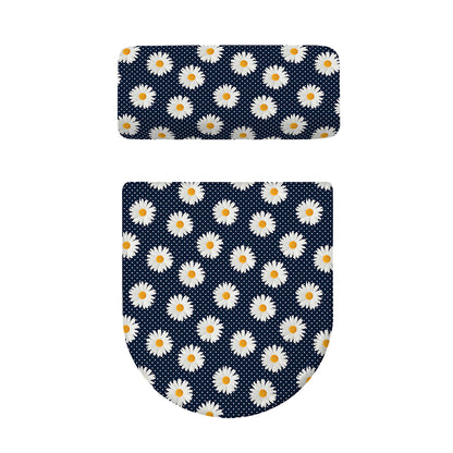 Polka Dot Daisy Floral Pattern Print Toilet Lid And Tank Cover Set