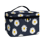Polka Dot Daisy Floral Pattern Print Travel Makeup Bag