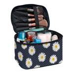 Polka Dot Daisy Floral Pattern Print Travel Makeup Bag
