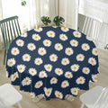 Polka Dot Daisy Floral Pattern Print Waterproof Round Tablecloth