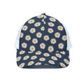 Polka Dot Daisy Floral Pattern Print White Mesh Trucker Hat