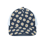 Polka Dot Daisy Floral Pattern Print White Mesh Trucker Cap