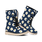 Polka Dot Daisy Floral Pattern Print Winter Boots
