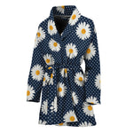 Polka Dot Daisy Floral Pattern Print Women's Bathrobe