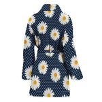 Polka Dot Daisy Floral Pattern Print Women's Bathrobe