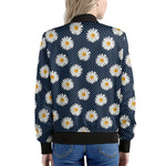 Polka Dot Daisy Floral Pattern Print Women's Bomber Jacket