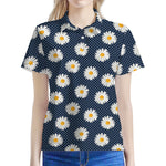 Polka Dot Daisy Floral Pattern Print Women's Polo Shirt