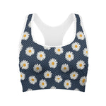 Polka Dot Daisy Floral Pattern Print Women's Sports Bra