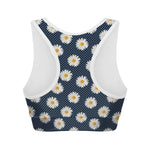 Polka Dot Daisy Floral Pattern Print Women's Sports Bra