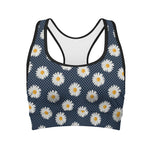 Polka Dot Daisy Floral Pattern Print Women's Sports Bra