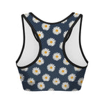Polka Dot Daisy Floral Pattern Print Women's Sports Bra
