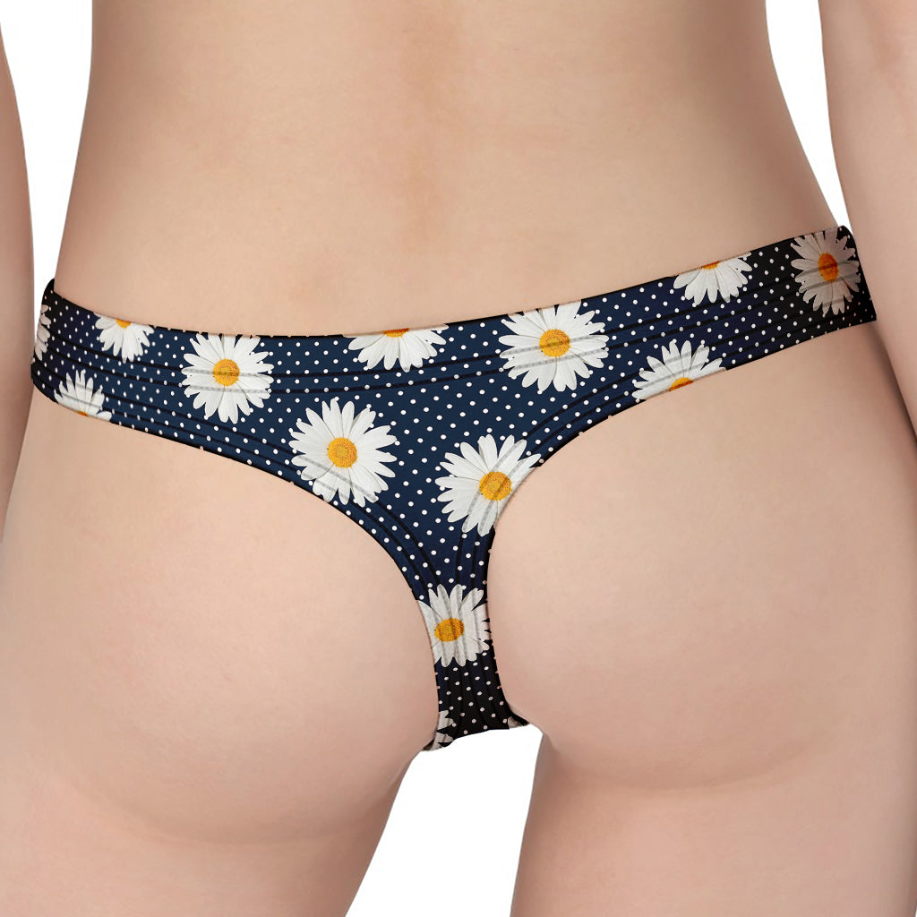 Polka Dot Daisy Floral Pattern Print Women's Thong