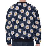 Polka Dot Daisy Floral Pattern Print Zip Sleeve Bomber Jacket