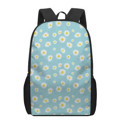 Polka Dot Daisy Flower Pattern Print 17 Inch Backpack