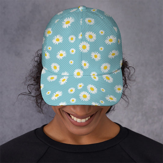 Polka Dot Daisy Flower Pattern Print Baseball Cap