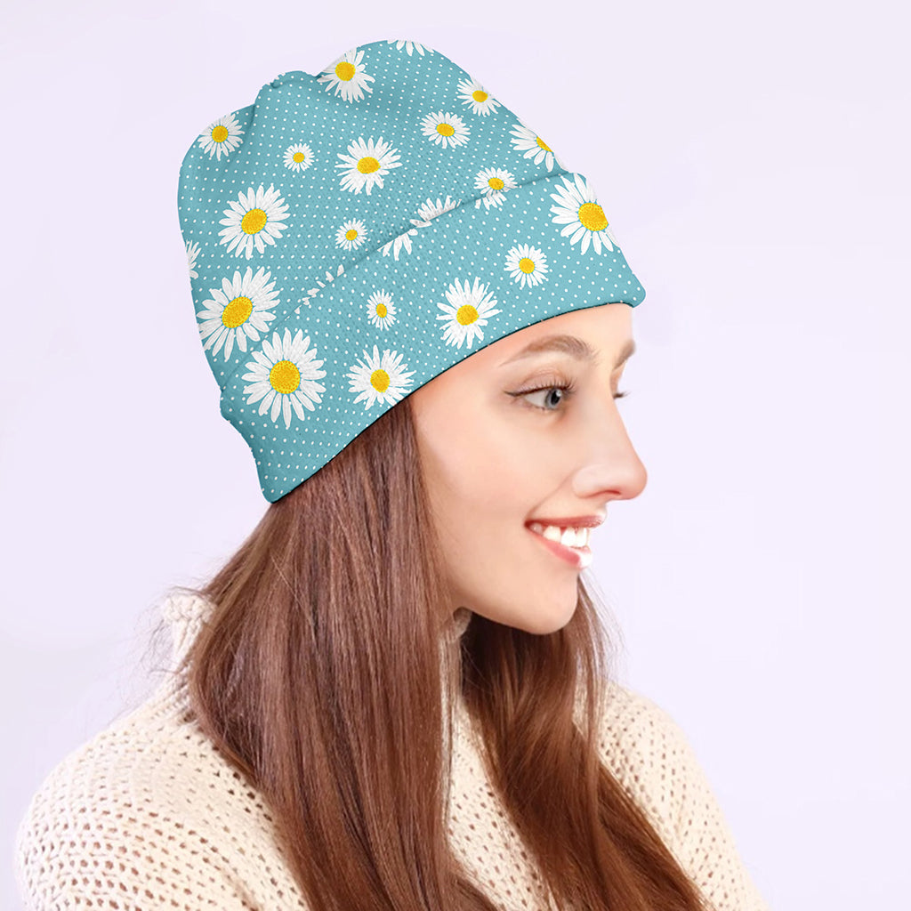 Polka Dot Daisy Flower Pattern Print Beanie