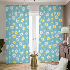 Polka Dot Daisy Flower Pattern Print Blackout Pencil Pleat Curtains