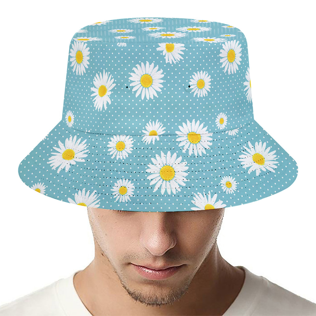 Polka Dot Daisy Flower Pattern Print Bucket Hat