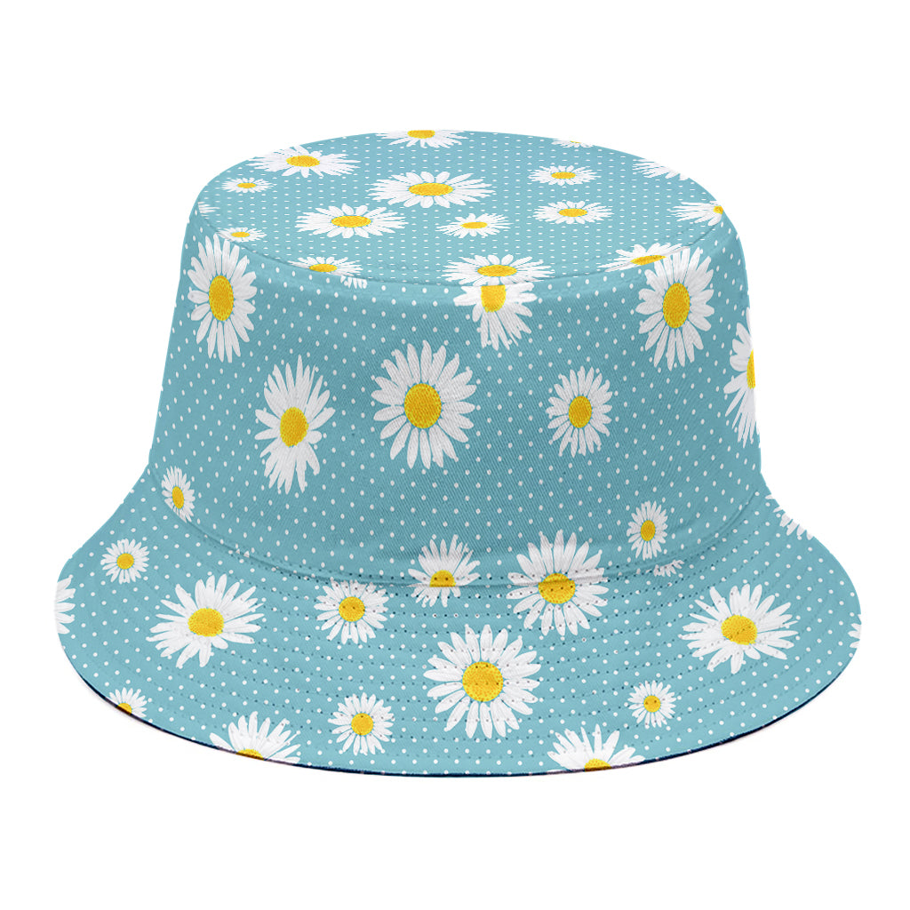 Polka Dot Daisy Flower Pattern Print Bucket Hat