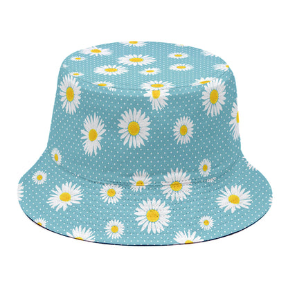 Polka Dot Daisy Flower Pattern Print Bucket Hat