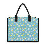 Polka Dot Daisy Flower Pattern Print Canvas Tote Bag