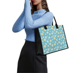 Polka Dot Daisy Flower Pattern Print Canvas Tote Bag