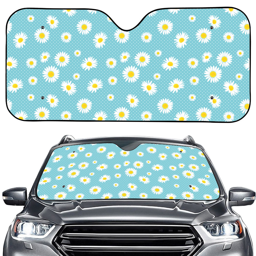 Polka Dot Daisy Flower Pattern Print Car Windshield Sun Shade