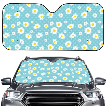 Polka Dot Daisy Flower Pattern Print Car Windshield Sun Shade