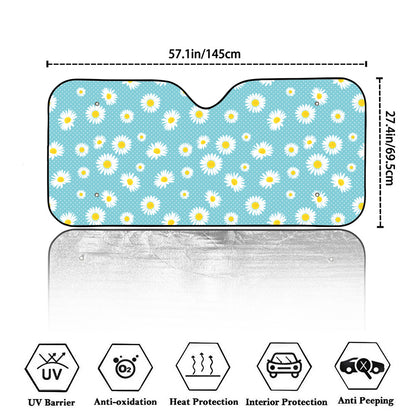 Polka Dot Daisy Flower Pattern Print Car Windshield Sun Shade