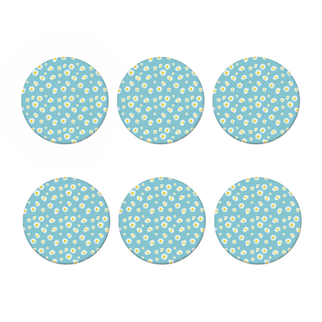 Polka Dot Daisy Flower Pattern Print Coaster Set
