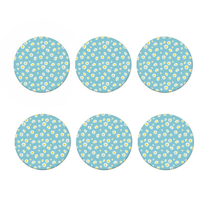 Polka Dot Daisy Flower Pattern Print Coaster Set