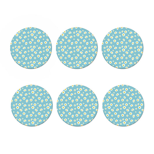 Polka Dot Daisy Flower Pattern Print Coaster Set