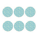 Polka Dot Daisy Flower Pattern Print Coaster Set