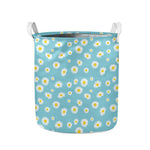 Polka Dot Daisy Flower Pattern Print Collapsible Laundry Basket