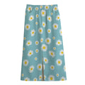Polka Dot Daisy Flower Pattern Print Cotton Front Slit Maxi Skirt