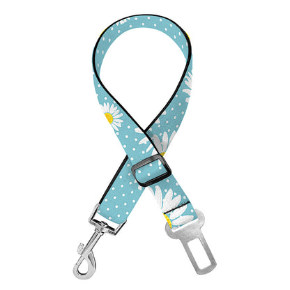 Polka Dot Daisy Flower Pattern Print Dog Seat Belt