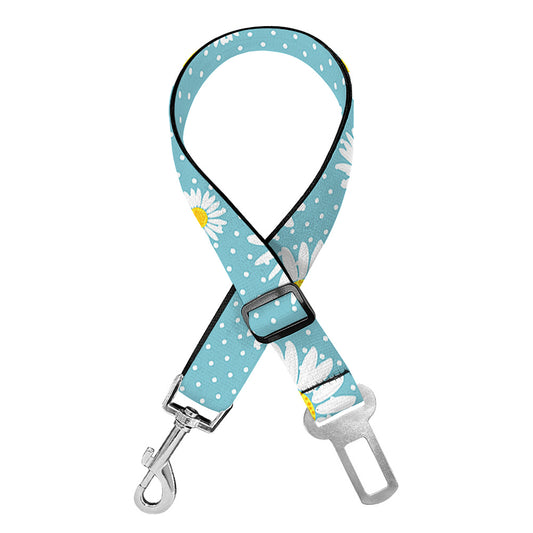 Polka Dot Daisy Flower Pattern Print Dog Seat Belt