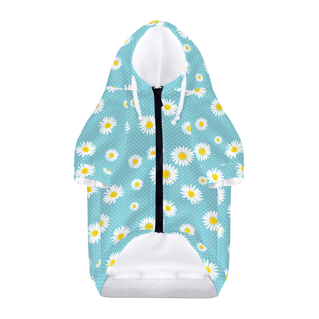 Polka Dot Daisy Flower Pattern Print Dog Zip Up Hoodie
