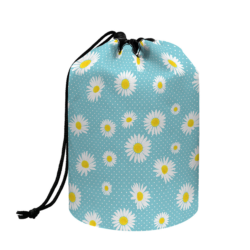 Polka Dot Daisy Flower Pattern Print Drawstring Makeup Bag